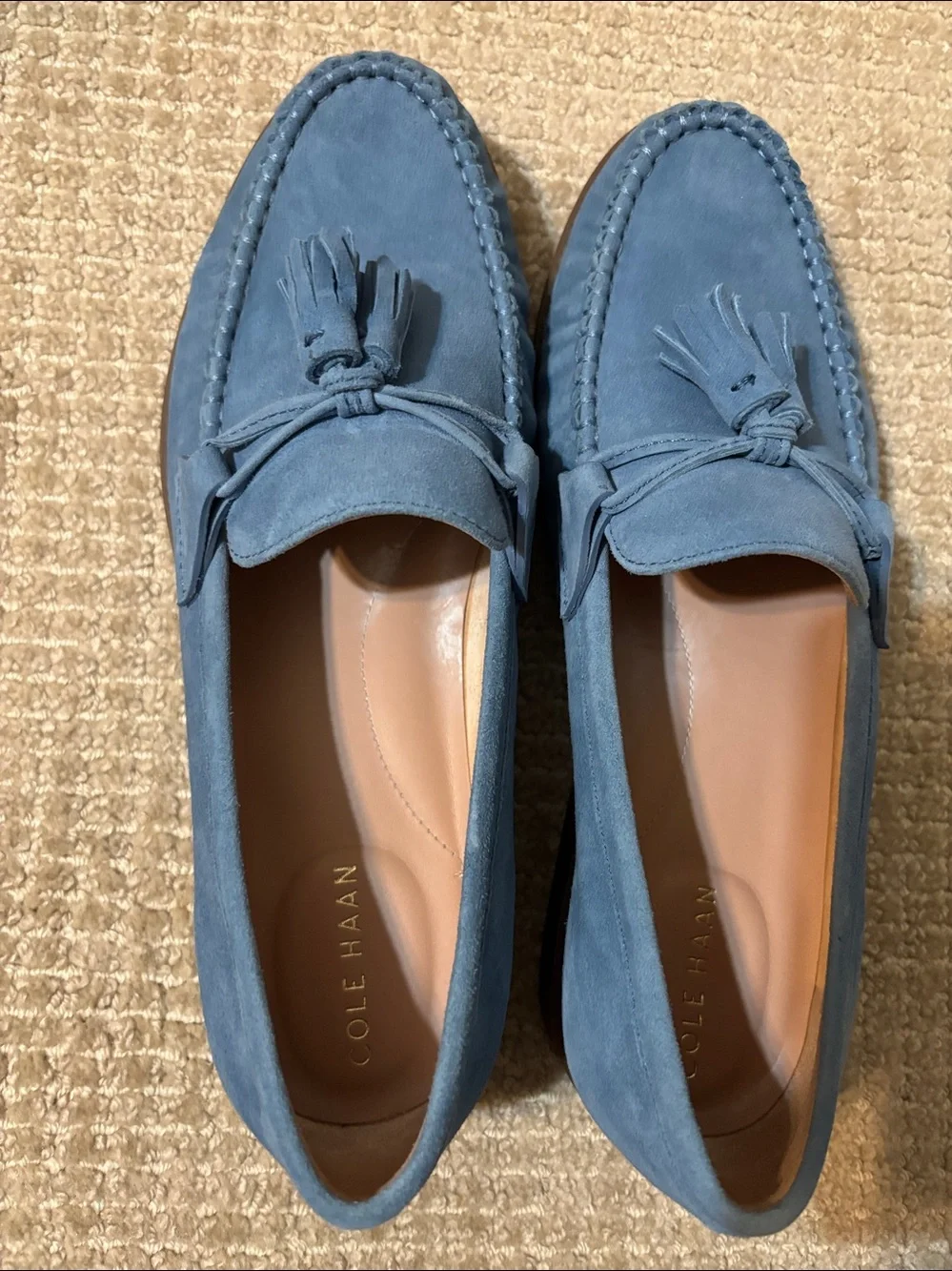 Worn once beautiful blue sided loafer for women